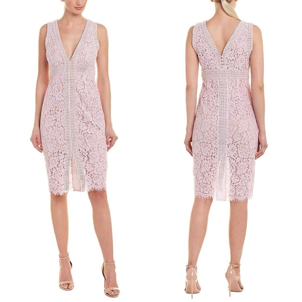 Bardot Dress Morgan Front Slit Lace Cocktail V-neck Sheath Sleeveless Sz XS